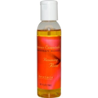 Aura Cacia Precious Essentials Aromatherapy Massage Renewing Rose – 4 fl oz