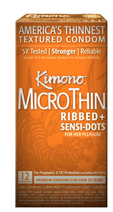 Kimono Condoms Microthin Ribbed with Sensei Dots Condom -- 12 pk