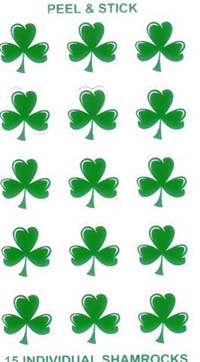 15 Small Shamrock Color Stickers
