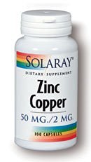 Solaray Zinc Copper -- 100 Vegetarian Capsules