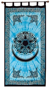 Pentacle With Moon Curtain (Turquoise) - 44"X88"