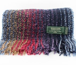 Mucros Weavers Skellig Scarf Blue, Black, Brown, Red, Purple, Black, Blue