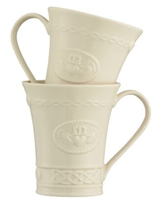 Belleek 4131 Claddagh Mug, 10-Ounce, Ivory, Set of 2