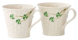 Belleek 0144 Shamrock Set of Two Mugs – 8 oz each