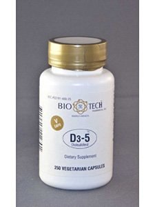 Bio-Tech Pharmacal D3-5 Vitamin D3 5,000 IU -- 250 Vegetarian Capsules