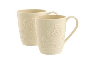 Belleek 4138 Celtic Mug, 10-Ounce, Ivory, 2-Count