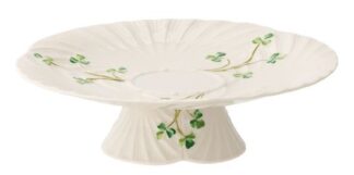 Belleek 0264 Harp Shamrock Pedestal Cake Plate 9.4" x2.5"