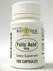 Bio-Tech Pharmacal Folic Acid 5mg -- 100 Capsules