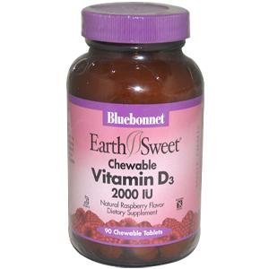 Bluebonnet EarthSweet Chewables Vitamin D3 2,000 IU -- 90 Chewable Tablets