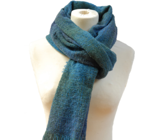 Kerry Woollen Mills Celtic Stole Long Scarf 90" Long Irish Wool TEAL CHECK