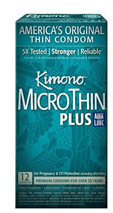 Kimono Condoms MicroThin Plus Aqua Lube -- 12 Condoms