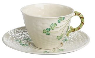 Belleek 0004 Shamrock Cup and Saucer Set