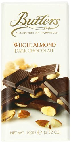 Butlers Irish Chocolates Whole Almond Dark Chocolate Bar -- 100g