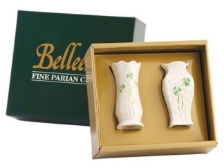 Belleek 1788 Shamrock Set of Two Mini Vases, 4"