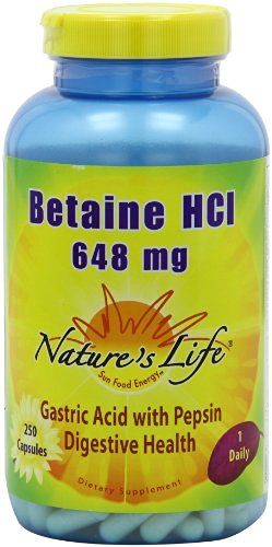 Nature's Life Betaine HCL 648mg -- 250 Capsules