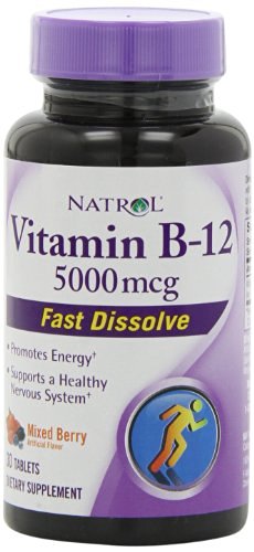 Natrol Vitamin B-12 Fast Dissolve Mixed Berry 5000 mcg -- 30 Tab