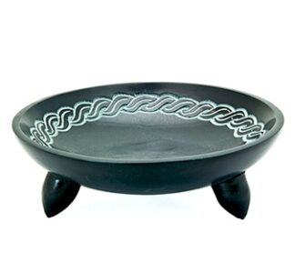 Black Celtic Knot Smudge Pot Or Charcoal Burner - 5"D, 1.5"H