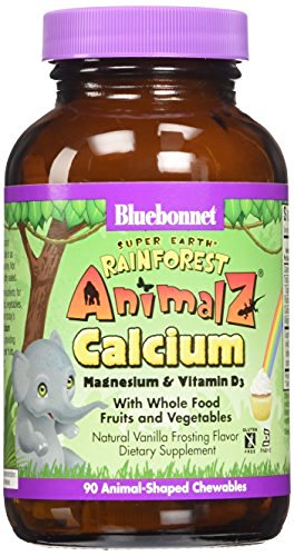 Bluebonnet Super Earth Rainforest Animalz Calcium Magnesium & Vitamin D3 Natural Vanilla -- 90 chewables