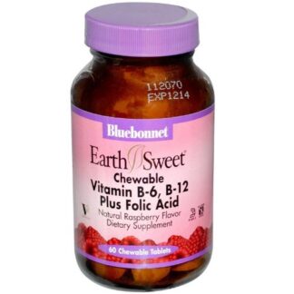 Bluebonnet EarthSweet Chewables B6 B12 Plus Folic Acid -- 60 Chewable Tablets