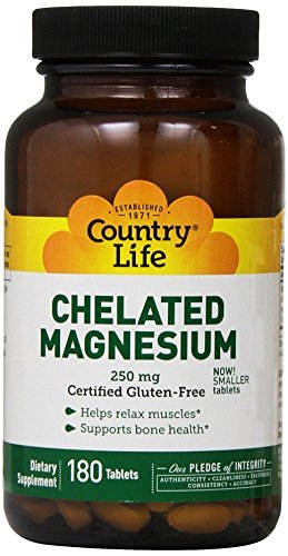 Country Life Chelated Magnesium 250 mg -- 180 Tablets