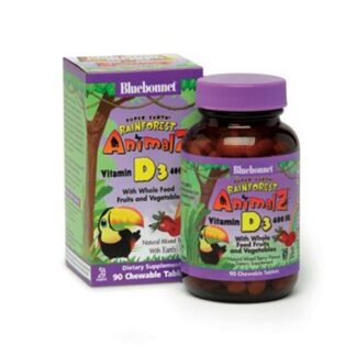 Bluebonnet Super Earth Rainforest Animalz Vitamin D3 400 IU -- 90 Chewable Tablets