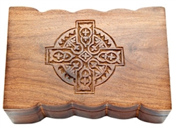 Celtic Cross Carved Wooden Box - 4"X6"
