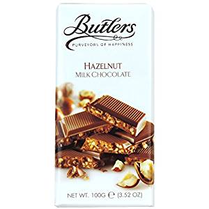Butlers Irish Chocolates Hazelnut Milk Chocolate Bar -- 100g
