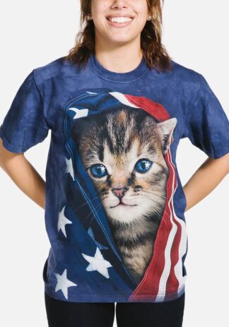 The Mountain Patriotic Kitten Adult T-Shirt Blue Large