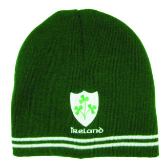 Irish Rugby Shamrock Beanie Hat BOTTLE GREEN SFRS
