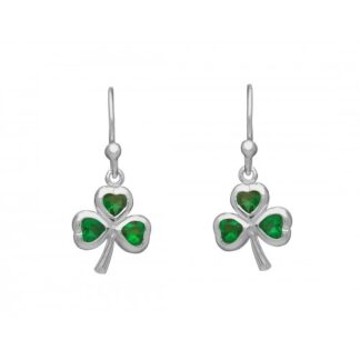 Amethyst Dublin Green Glass Shamrock Drop Earrings