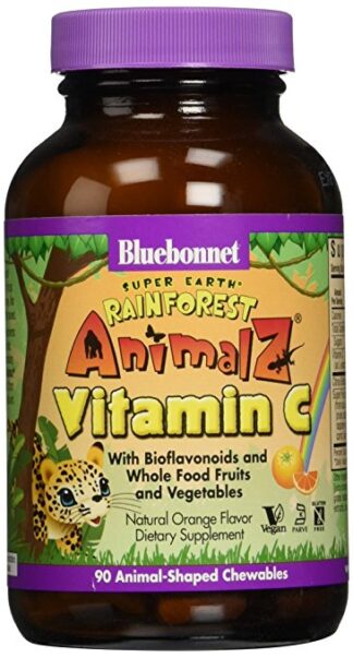 Bluebonnet Super Earth Rainforest Animalz Vitamin C – 90 Chews Orange