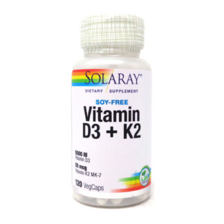 Solaray Vitamin D-3 & K-2 -- 120 Vegetarian Capsules