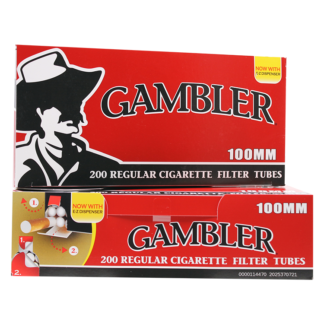 Gambler Cigarette Tubes Regular Cigarette Filter Tubes 100mm -- 200ct