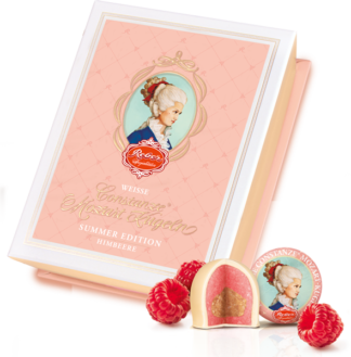 Reber Constanze Weisse Mozart Kugeln Summer Edition Himbeere -- 120g