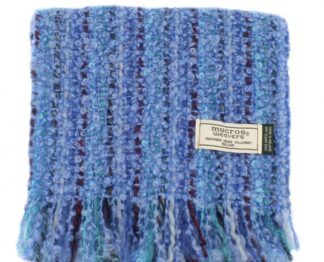 Mucros Weavers Mohair Viscose Scarf Blue with White, Purple