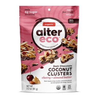 Alter Eco Cherry & Almond Butter Organic Dark Chocolate Coconut Clusters -- 3.2 oz.