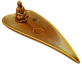 Buddha Sitting on Long Leaf Ceramic Incense Burner