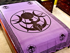 Triple Moon Goddess Tapestry (Purple) - 72"X108"