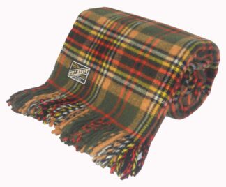 Kerry Woollen Mills Killarney 100% Wool Throw 100% Pure New Wool Blanket 58” x 75” Tara Tartan