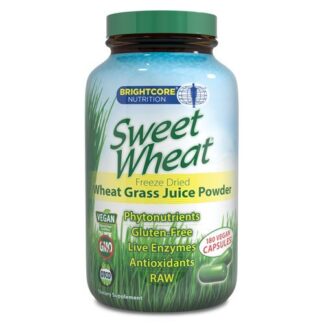 Brightcore Nutrition Sweet Wheat Organic Wheat Grass Juice Powder -- 180 Vegan Capsules