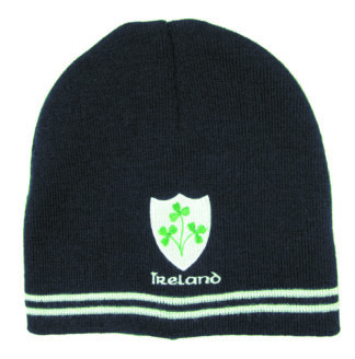 Irish Rugby Shamrock Beanie Hat Black SFRS