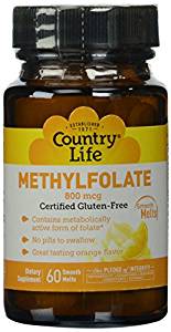 Country Life Methyl Folate 800 mcg -- 60 Lozenges