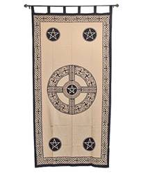 Celtic Cross Pentacle Curtain (Beige) - 44"X88"