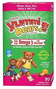 Yummi Bears Fish Free Omega 3 with Chia Seed Supplement for Kids, 90 Gummy Bears …