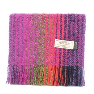 Mucros Weavers Skellig Scarf Purple with Neon Orange
