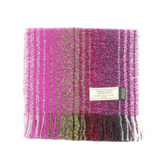 Mucros Weavers Skellig Scarf Purple Pink with White, Green, Red Black and Charcoal