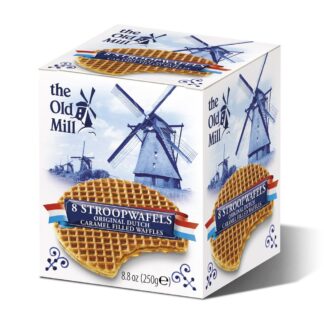 The Old Mill 8 Stroopwafels Original Dutch Caramel Filled Waffels Box – 250g