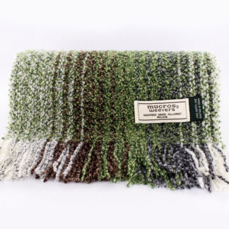 Mucros Weavers Skellig Scarf Green with White, Brown and Gray