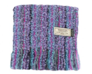 Mucros Weavers Mohair Viscose Scarf Purple with Turquoise, Green, Pink and Brown