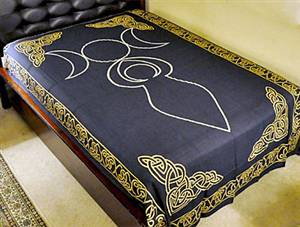 Triple Moon Goddess Tapestry (Gold-Silver) - 72"X108"